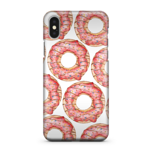 Чехол для iPhone X сладкая иллюстрация с пончиком