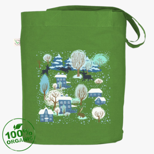 Сумка шоппер с принтом 'Волк зимой...'