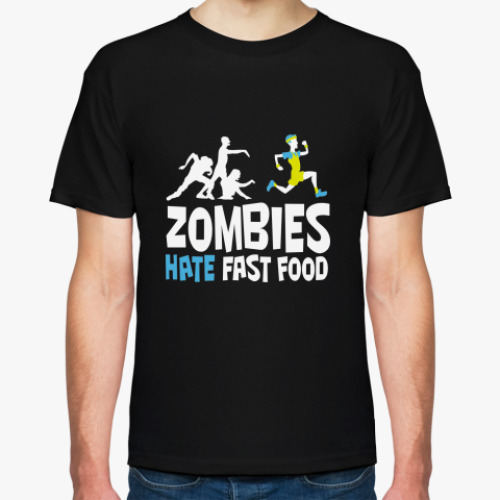 Футболка с принтом Zombies hate fast food