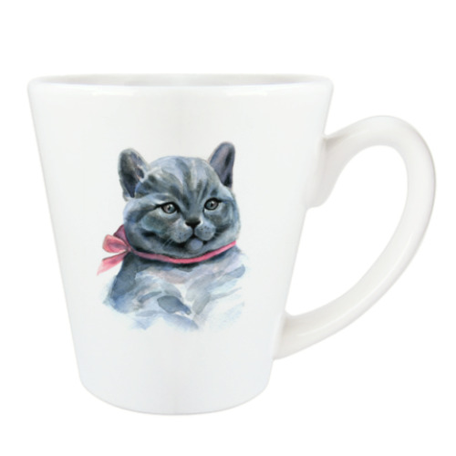 Чашка Латте с принтом Шотландский котик