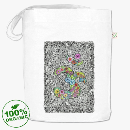 Сумка шоппер с принтом Символ Ом в стиле мехенди