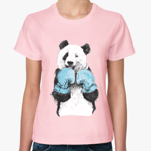 Женская футболка с принтом Панда боксер