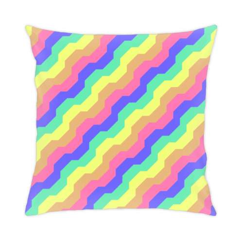 Подушка с принтом Радужные волны