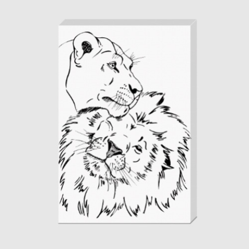 Холст с принтом лев и львица