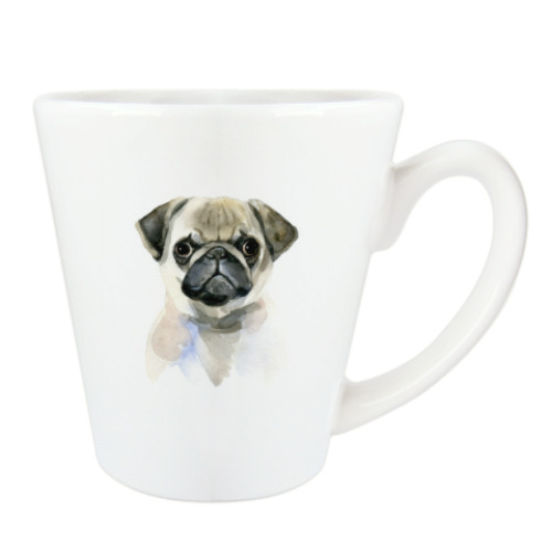 Чашка Латте с принтом Мопс