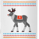 Reindeer and Nordic pattern ornament