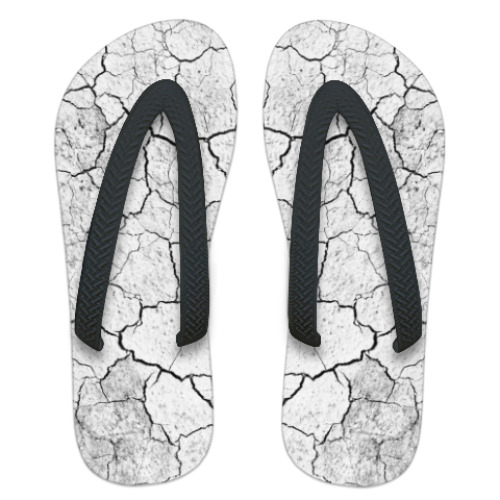 Шлепанцы (сланцы) с принтом Эффект потрескавшейся земли