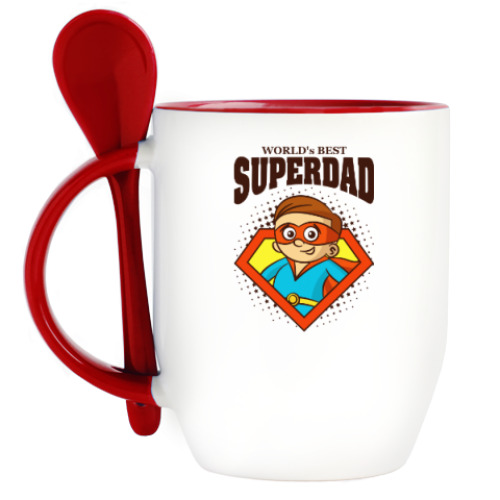 Кружка с ложкой SUPERDAD world's best