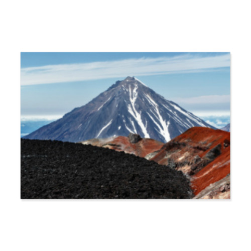Виниловые наклейки Вулканы, летний пейзаж полуострова Камчатка