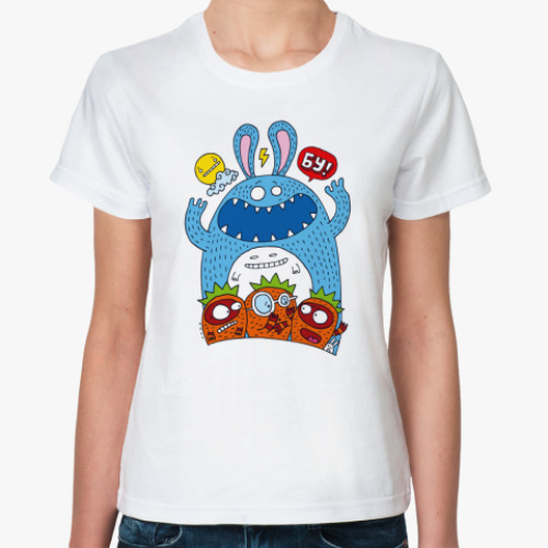 Классическая футболка с принтом  Бу!