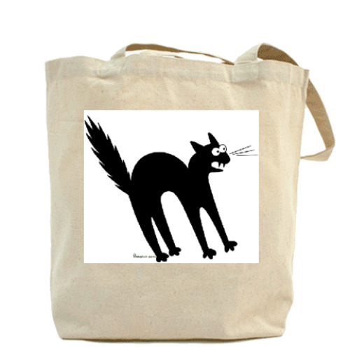 Сумка шоппер с принтом Чёрный кот