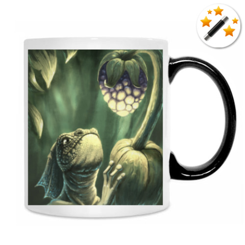 Кружка-хамелеон с принтом Фэнтези ящерица