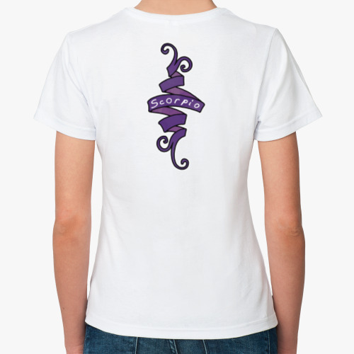 Классическая футболка с принтом Кот Скорпион знак Зодиака