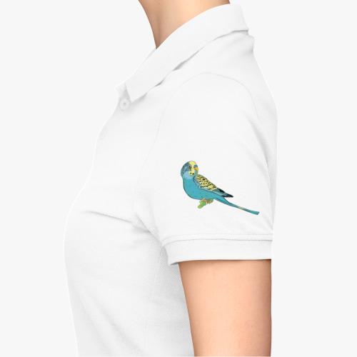 Женская рубашка поло (печать) с принтом parrot wavy