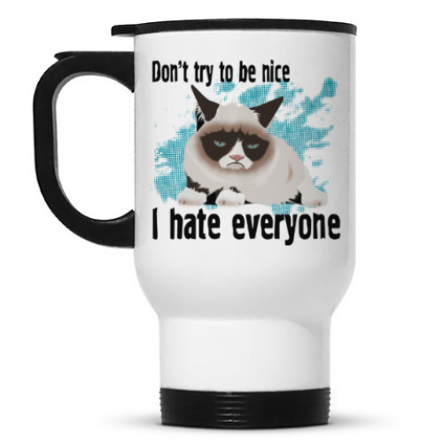 Кружка-термос с принтом Угрюмый кот Тард