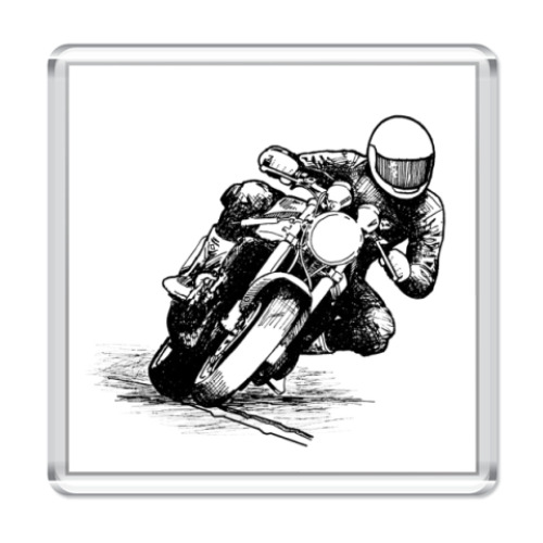 Магнит с принтом Мотоциклист