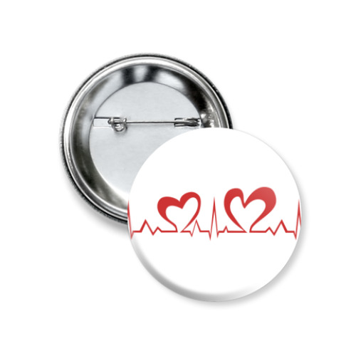 Значок 37мм с принтом Пульс