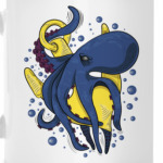 Морское чудовище осьминог обвивший якорь под водой