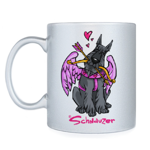 Кружка с принтом Шнауцер Купидон