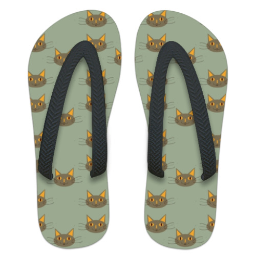 Шлепанцы (сланцы) с принтом Довольные котики