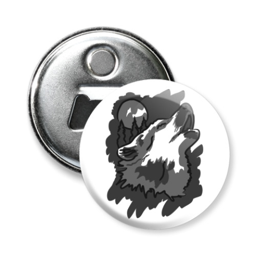 Магнит-открывашка с принтом Волк