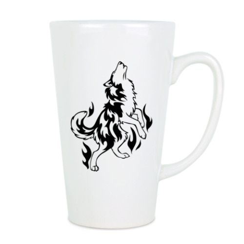 Чашка Латте с принтом Волк