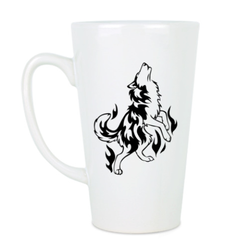 Чашка Латте с принтом Волк