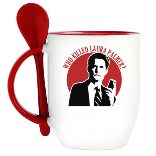 Кружка с ложкой с принтом Twin Peaks Dale Cooper