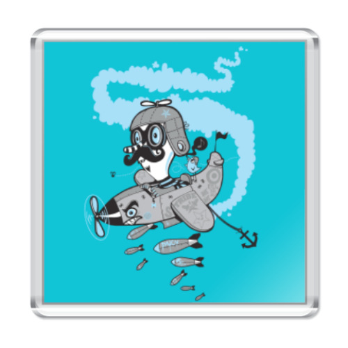 Магнит с принтом Crazy pilot