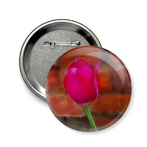 Значок 58мм с принтом Тюльпан