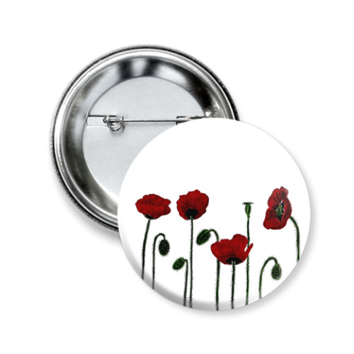 Значок 50мм с принтом Маки