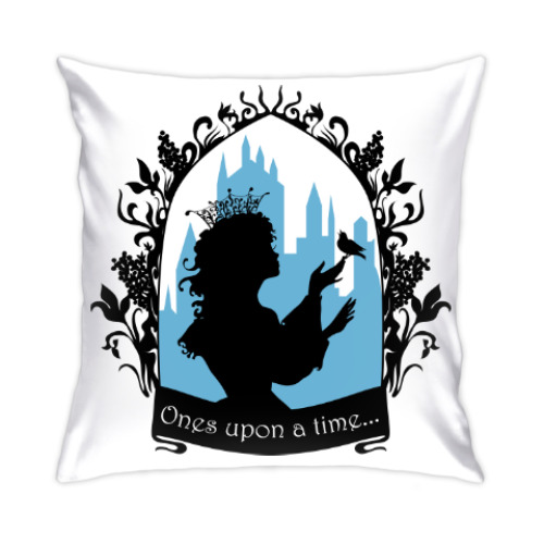 Подушка Прекрасная принцесса с поющей птичкой. Силуэт