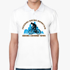 Поло мужcкая (печать) biking around town