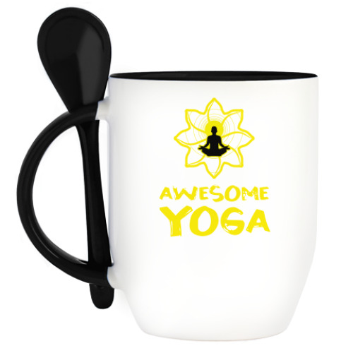 Кружка с ложкой Awesome yoga - Классная йога