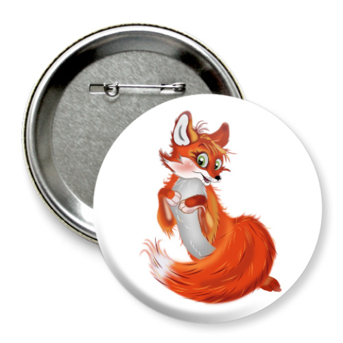 Значок 75мм с принтом Лисичка