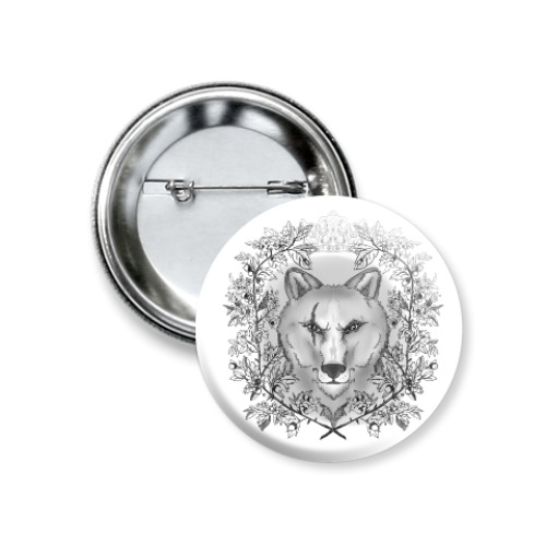 Значок 37мм с принтом Волк