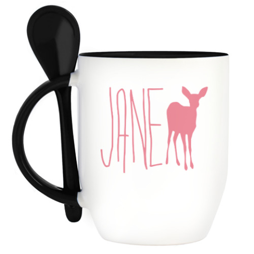 Кружка с ложкой с принтом JANE DOE