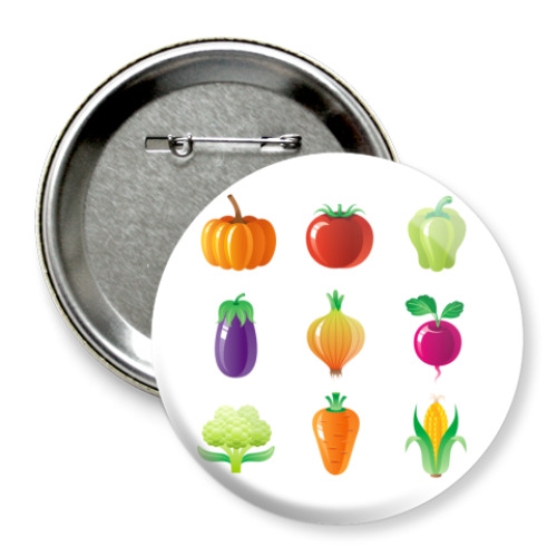 Значок 75мм с принтом go vegan