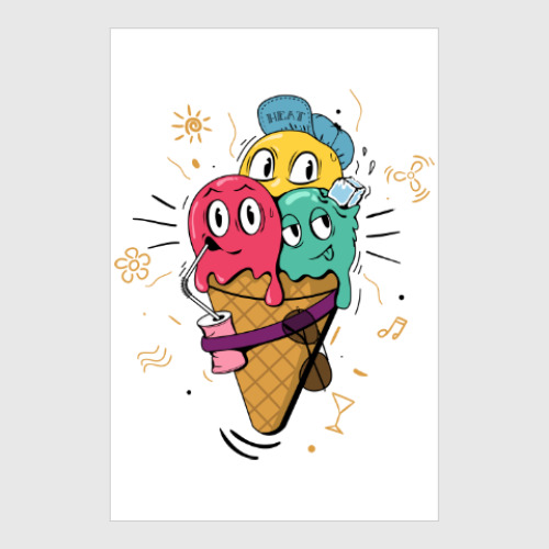 Постер Смешные шарики мороженного