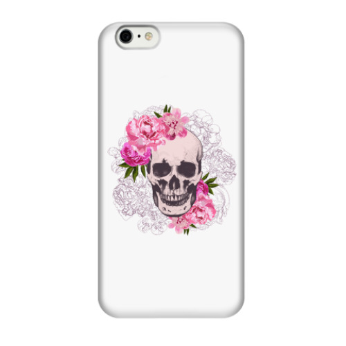 Чехол для iPhone 6/6s Череп и цветы