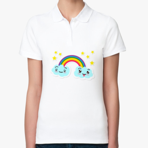 Женская рубашка поло (печать) Улыбка радуги