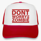 Кепка Trucker, красная  &#039;Dont worry be zombie&#039;
