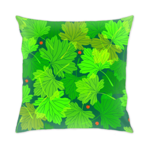Подушка с принтом Листья смородины
