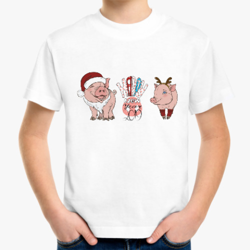 Детская футболка Новогодняя Свинка 2019