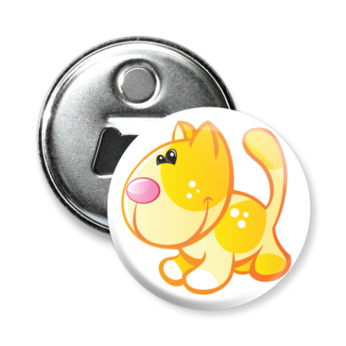 Магнит-открывашка с принтом Рыжий кот приносит счастье