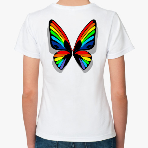 Классическая футболка с принтом Крылья-радуга