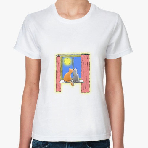 Классическая футболка с принтом Кошки