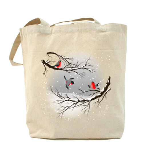 Сумка шоппер с принтом Снегири