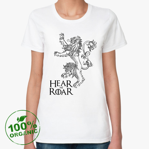 Женская футболка из органик-хлопка Hear Me Roar купить на Printdirect.ru 54...
