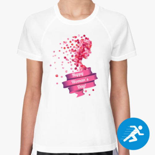 Женская спортивная футболка Силуэт женщины из лепестков роз